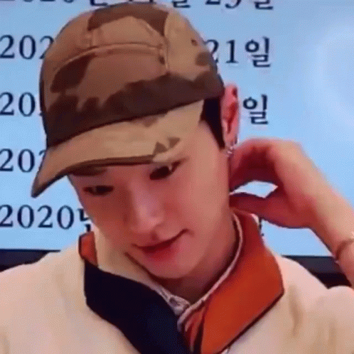 Man Wearing Hat And Scarf Adjusting Ear GIF