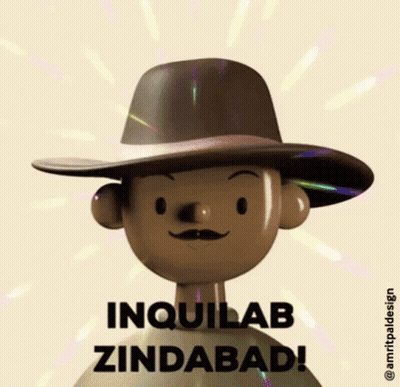 Man Wearing Hat Saying Inquilab Zindabad GIF