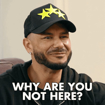 Man Wearing Hat Saying Why Are You Not Here GIF