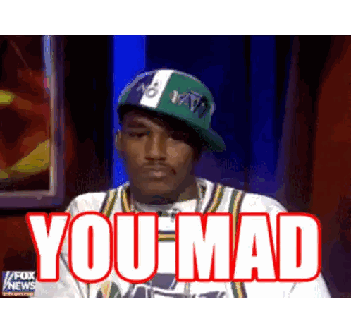 Man Wearing Hat Saying You Mad Sticker