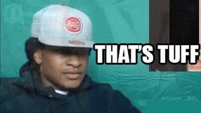 Man Wearing Hat With Tuff Words GIF