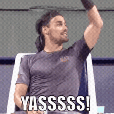 Man Wearing Headband And Yasssss T-Shirt GIF