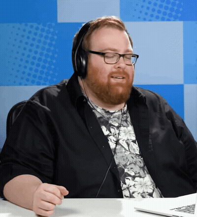 Man Wearing Headphones And Floral Shirt GIF