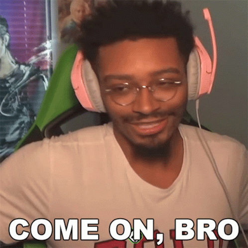 Man Wearing Headphones And Glasses Says Come On Bro GIF