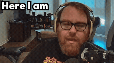 Man Wearing Headphones And Glasses Says Here I Am GIF