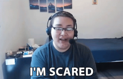 Man Wearing Headphones And Glasses Says I'm Scared GIF