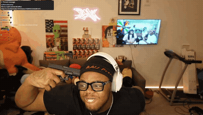 Man Wearing Headphones And Headband Saying AAU GIF