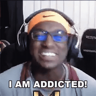 Man Wearing Headphones And Headband Says I Am Addicted GIF