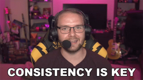 Man Wearing Headphones And Microphone Consistency Is Key GIF
