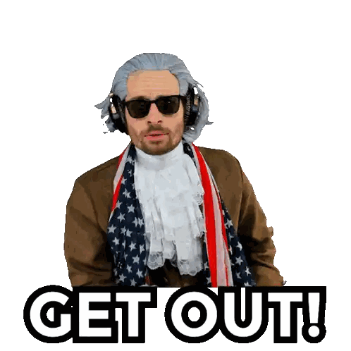 Man Wearing Headphones And Scarf Saying Get Out Sticker