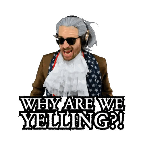 Man Wearing Headphones And Scarf Saying Why Are We Yelling Sticker