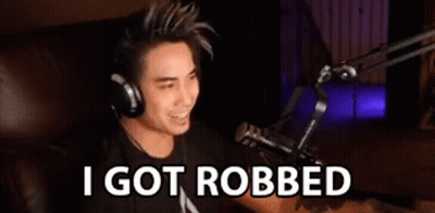 Man Wearing Headphones At Microphone Saying I Got Robbed GIF