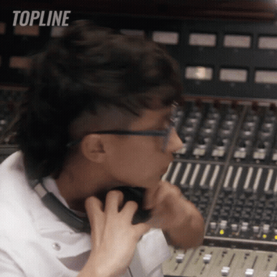 Man Wearing Headphones At Mixer GIF