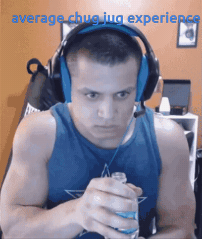 Man Wearing Headphones Holding Water Bottle GIF