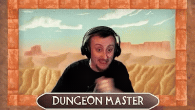 Man Wearing Headphones in Front of Dungeon Master Picture
