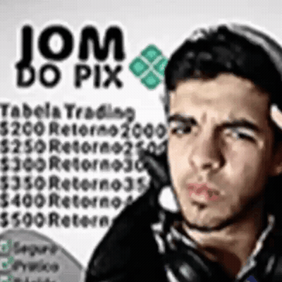 Man Wearing Headphones In Front Of Jom Do Pix Sign GIF