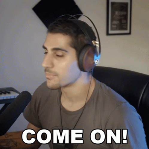 Man Wearing Headphones In Front Of Microphone Says Come On GIF