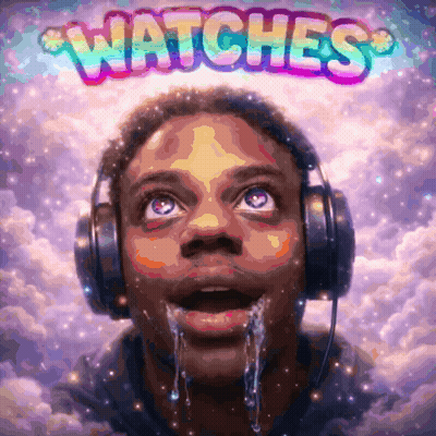 Man Wearing Headphones Looking Up Watches GIF
