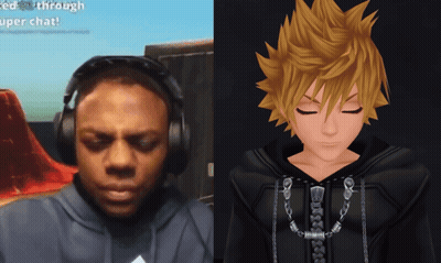 Man Wearing Headphones Next To Boy With Yellow Hair GIF
