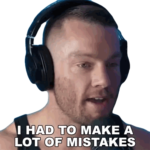 Man Wearing Headphones Saying I Made Mistakes Sticker