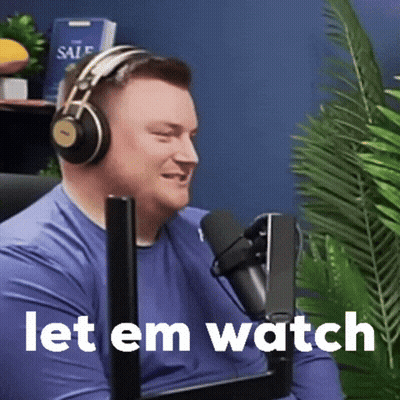 Man Wearing Headphones Saying Let Em Watch GIF
