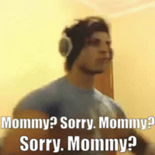 Man Wearing Headphones Saying Sorry Mommy GIF