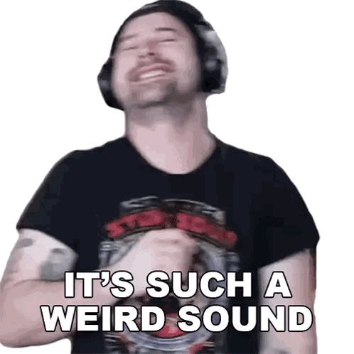 Man Wearing Headphones Saying Such A Weird Sound Sticker
