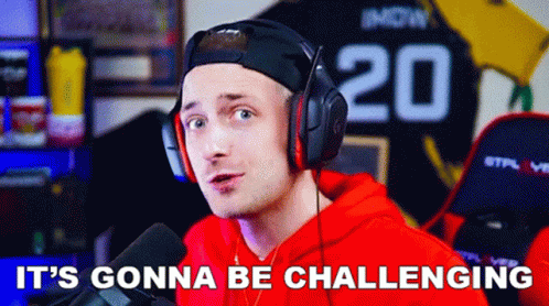 Man Wearing Headphones Says It's Gonna Be Challenging In Front Of Jersey Number 20 GIF