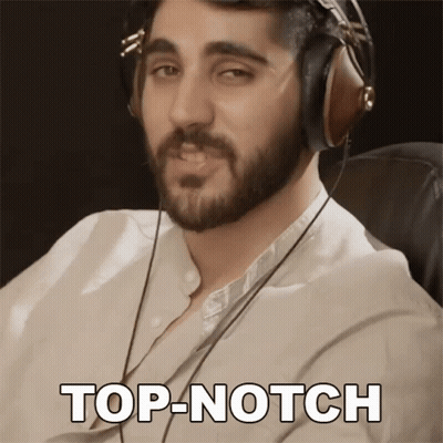 Man Wearing Headphones Says Top-Notch GIF