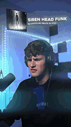 Man Wearing Headphones Siren Head Funk GIF