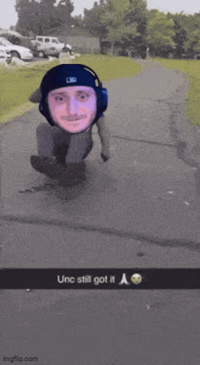 Man Wearing Headphones Skateboarding Unc Still Got It A GIF
