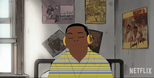 Man Wearing Headphones With Netflix Logo GIF
