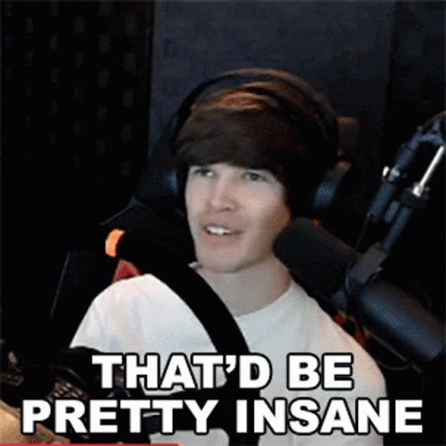 Man Wearing Headphones With That'd Be Pretty Insane Behind Him GIF