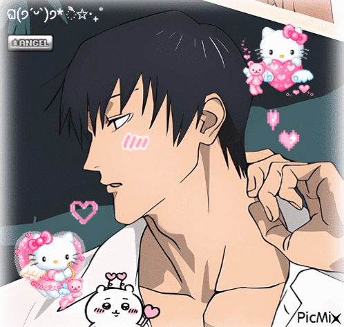 Man Wearing Hello Kitty Shirt And Cancel Button GIF