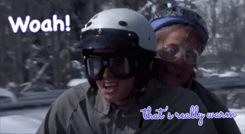 Man Wearing Helmet And Goggles Woah That Really Warm GIF