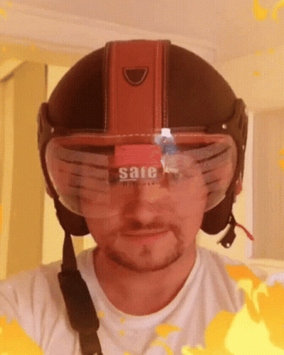 Man Wearing Helmet Saying Sale