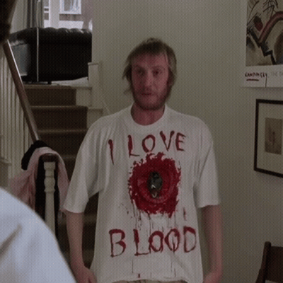 Man Wearing I Love Blood T-Shirt GIF