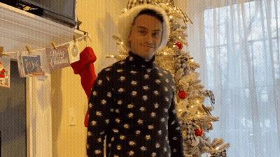 Man Wearing I Love NY Shirt In Doorway GIF