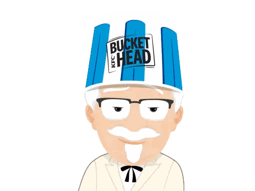 Man Wearing KFC Bucket Head Sticker
