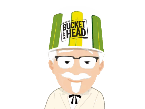 Man Wearing KFC Bucket Head Hat Sticker