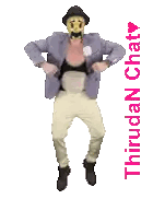 Man Wearing Mask Dancing In Front Of Thiruda Chat Sign Sticker