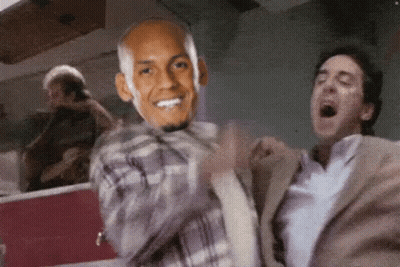 Man Wearing Mask Dancing With Another Man GIF