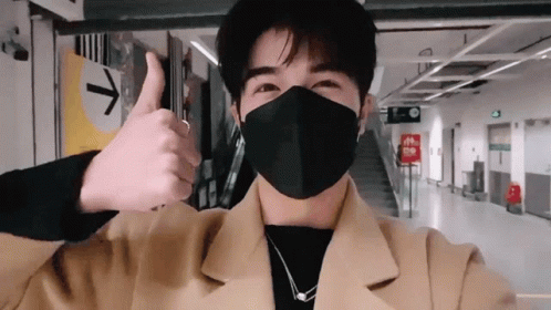 Man Wearing Mask Giving Thumbs Up GIF