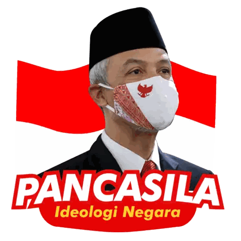 Man Wearing Mask Pancasila Ideologi Negara Sticker