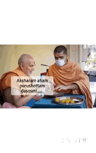 Man Wearing Mask Saying Aksharam Aham Purushottam Sticker