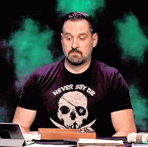 Man Wearing Never Say Die T-Shirt GIF