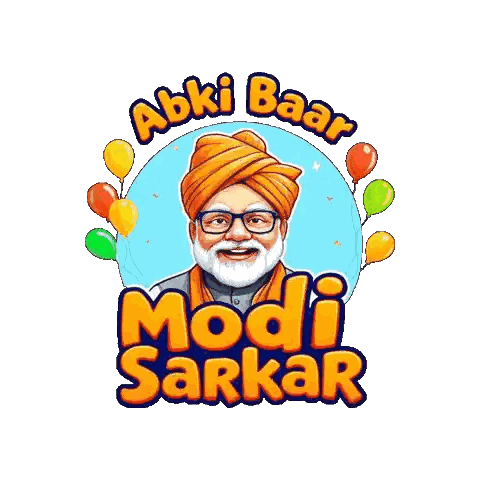 Man Wearing Orange Turban Abki Baar Modi Sarkar Sticker