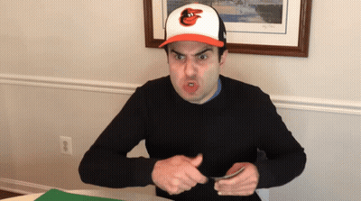 Man Wearing Orioles Hat Making Face GIF