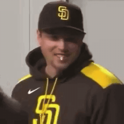 Man Wearing Padres Hat Smiling GIF