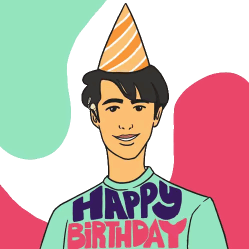 Man Wearing Party Hat And Happy Birthday Shirt Sticker